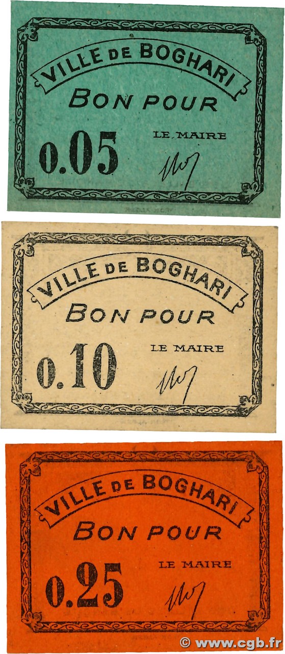 5, 10 et 25 Centimes Lot ALGÉRIE Boghari 1916 K.186, K.187 et K.188 pr.NEUF