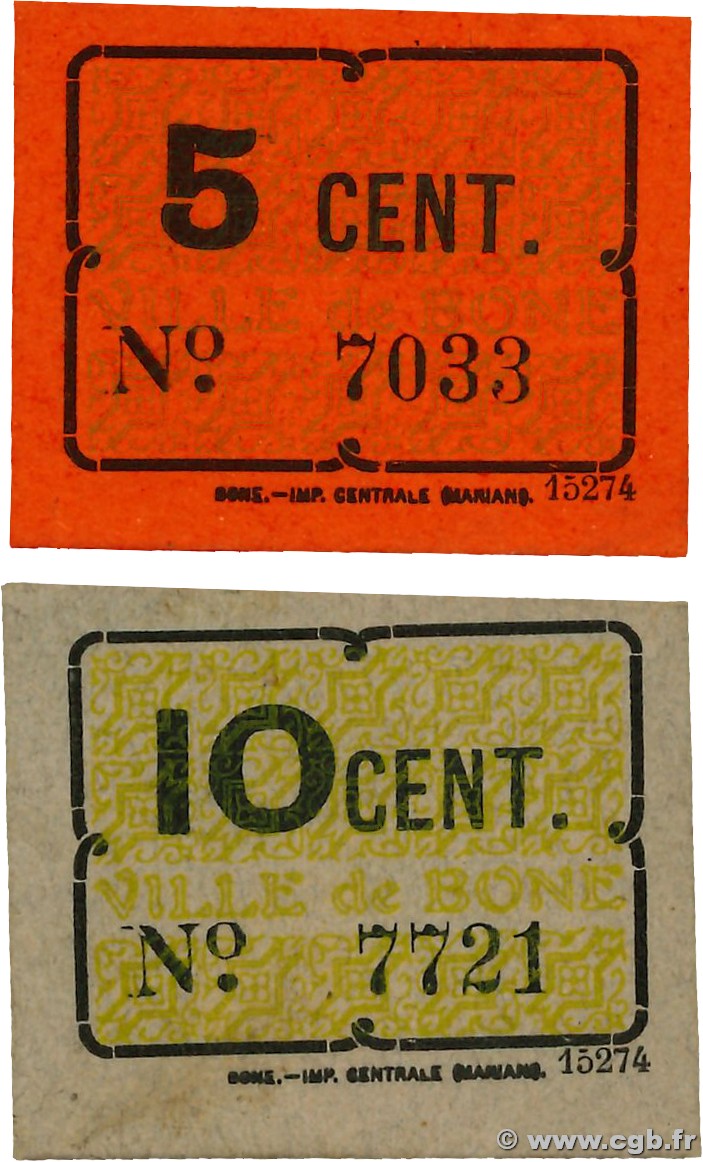 5 et 10 Centimes Lot ALGERIA Bône 1916 K.194 et K.195 q.FDC
