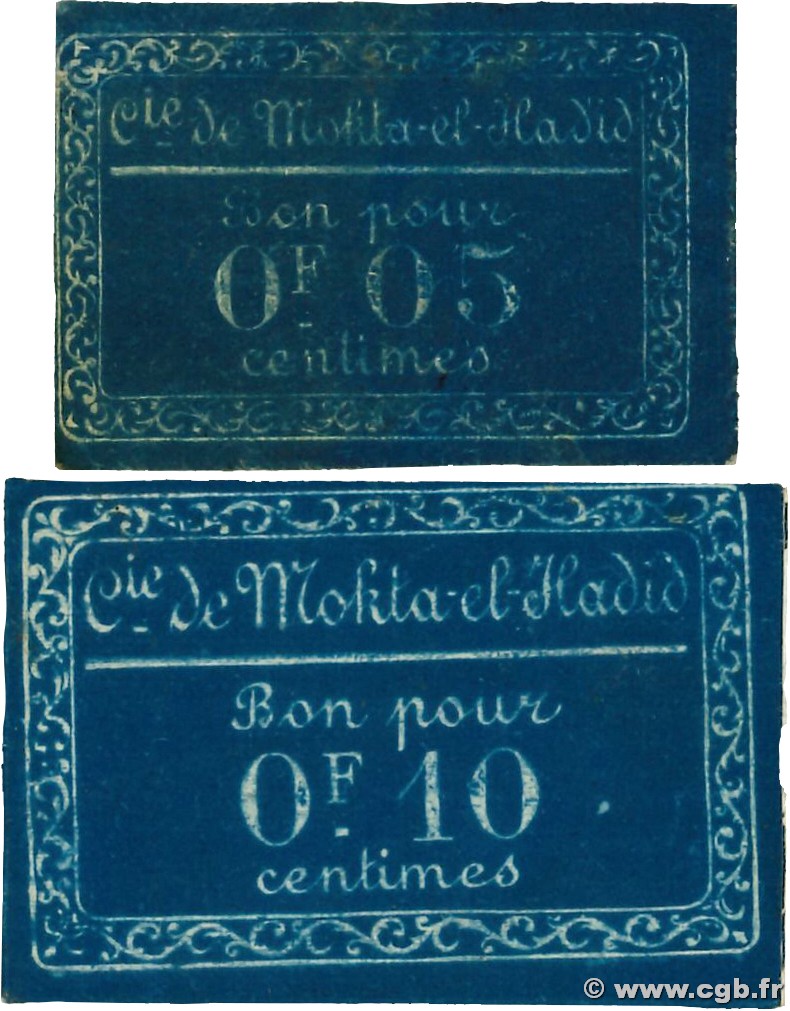 5 et 10 Centimes Lot ALGERIA Bénisaf 1916 K.307 et K.308 XF