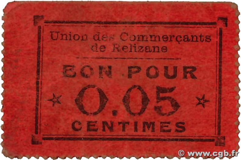 5 Centimes ALGÉRIE Relizane 1916 K.373 TB
