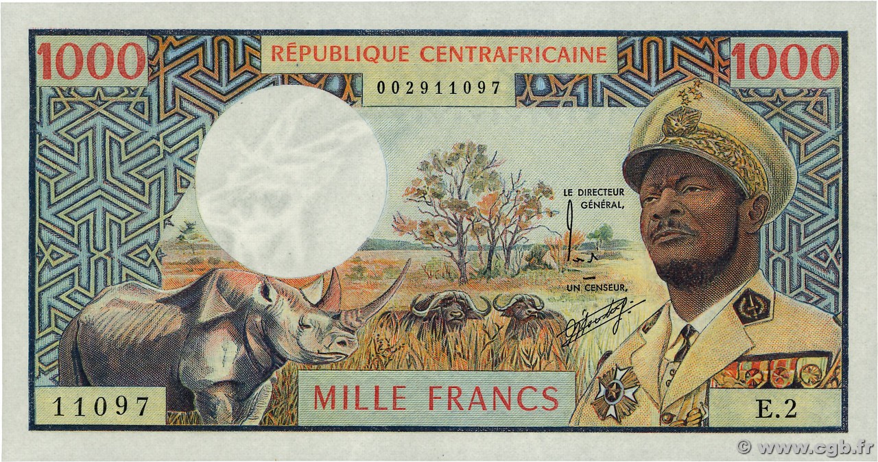 1000 Francs REPúBLICA CENTROAFRICANA  1974 P.02 SC+