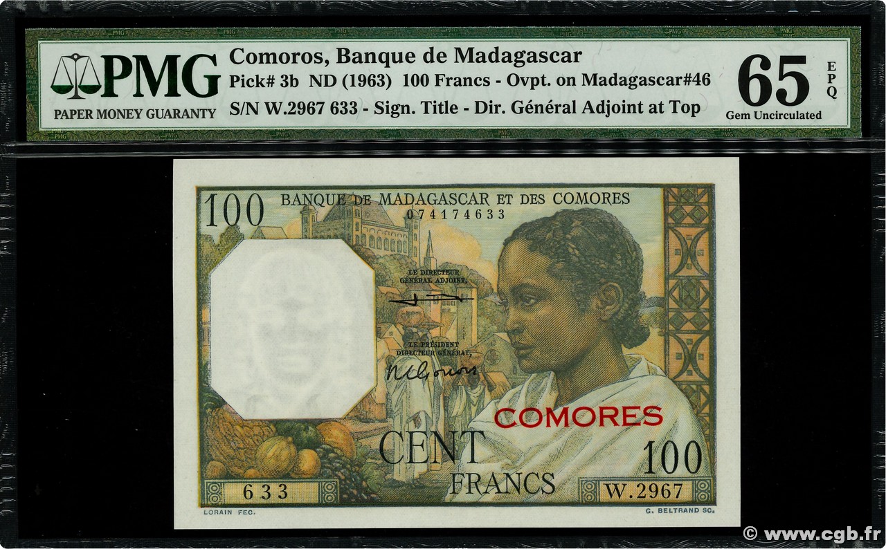 100 Francs COMORAS  1963 P.03b2 FDC