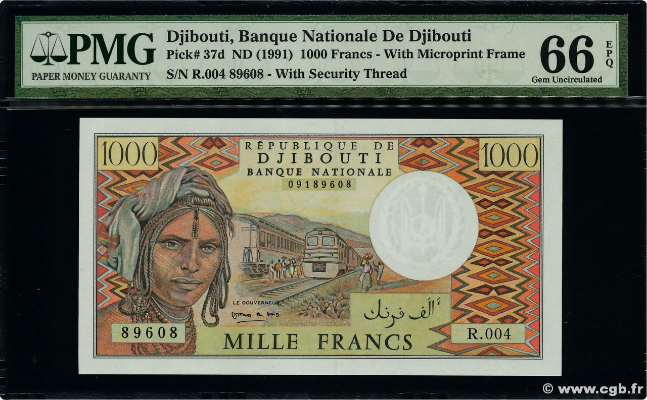 1000 Francs DJIBUTI  1991 P.37d FDC