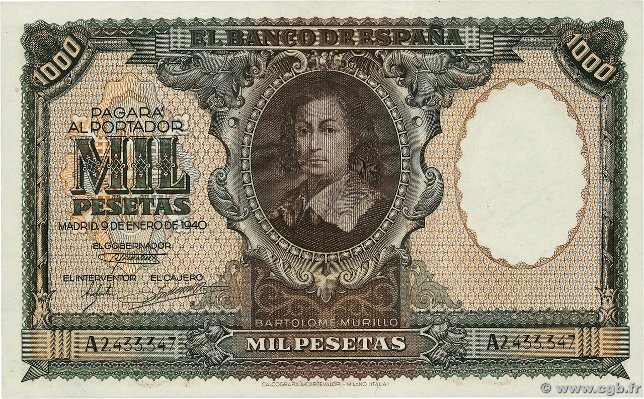 1000 Pesetas SPANIEN  1940 P.120a VZ