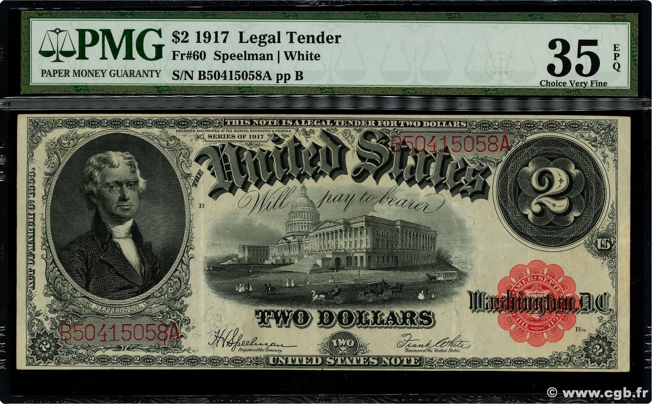 2 Dollars ÉTATS-UNIS D AMÉRIQUE Boston 1917 P.188 TTB+