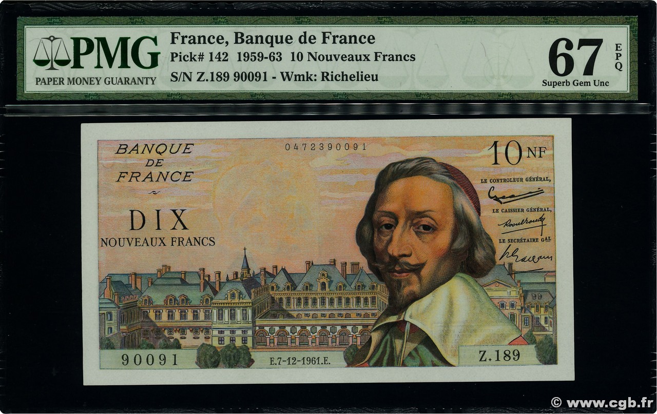 10 Nouveaux Francs RICHELIEU FRANCIA  1961 F.57.16 FDC