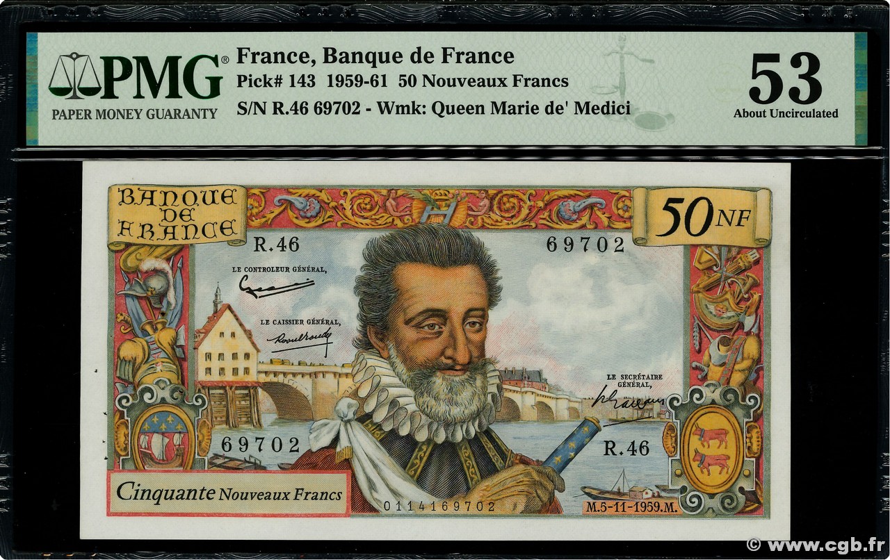 50 Nouveaux Francs HENRI IV FRANCE  1959 F.58.04 SUP+