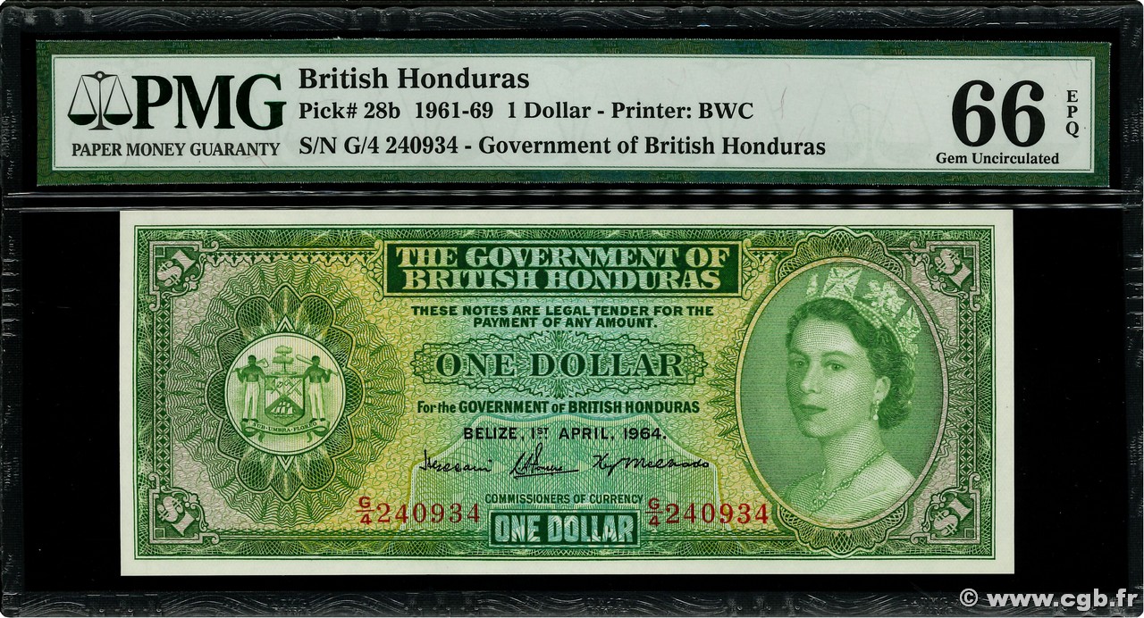 1 Dollar BRITISH HONDURAS  1964 P.28b ST