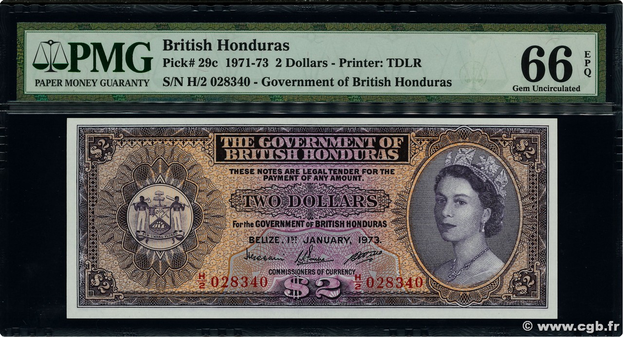 2 Dollars BRITISH HONDURAS  1973 P.29c UNC