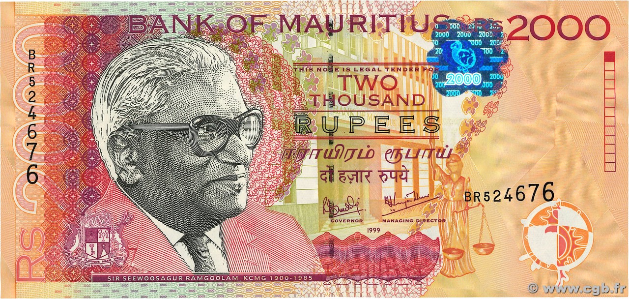 2000 Rupees ÎLE MAURICE  1999 P.55 NEUF