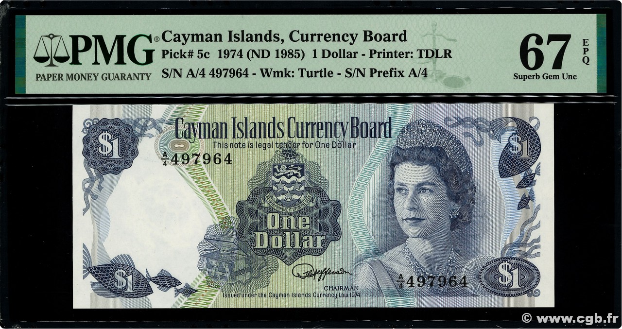 1 Dollar CAYMANS ISLANDS  1985 P.05c UNC