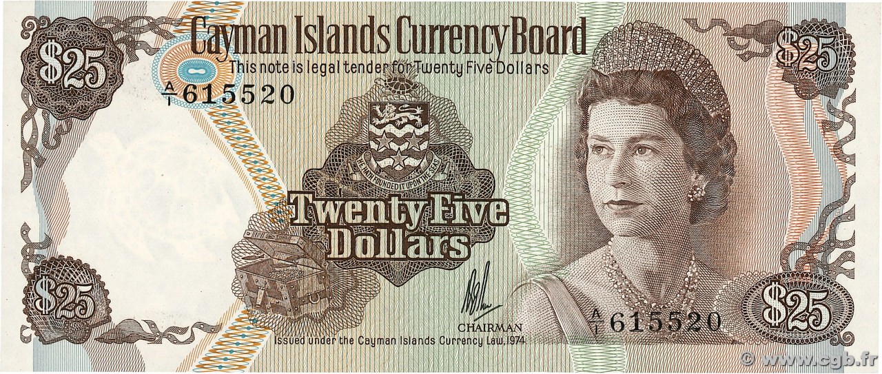 25 Dollars KAIMANINSELN  1974 P.08a fST+