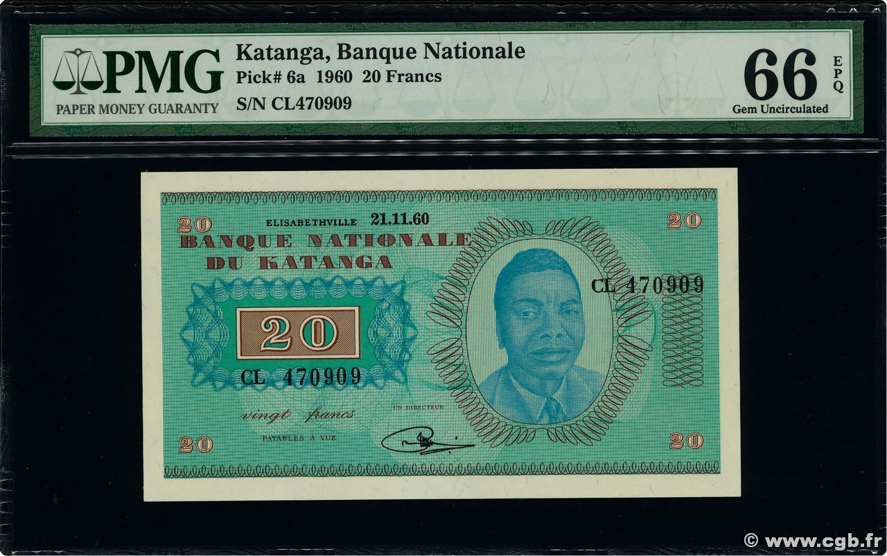 20 Francs KATANGA  1961 P.06a UNC