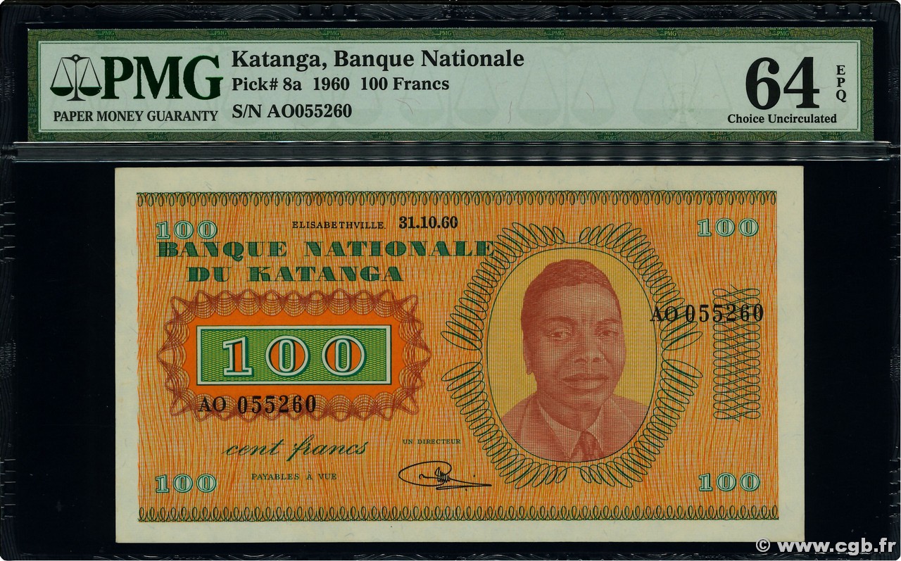 100 Francs KATANGA  1960 P.08a pr.NEUF
