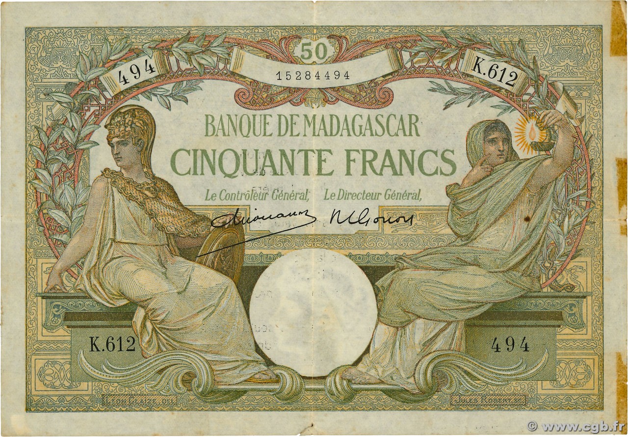 50 Francs MADAGASCAR  1948 P.038 VF-