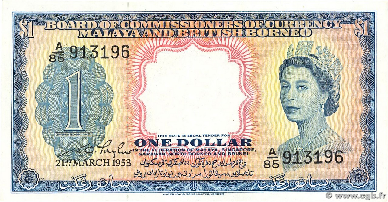 1 Dollar MALAISIE et BORNEO BRITANNIQUE  1953 P.01a SUP