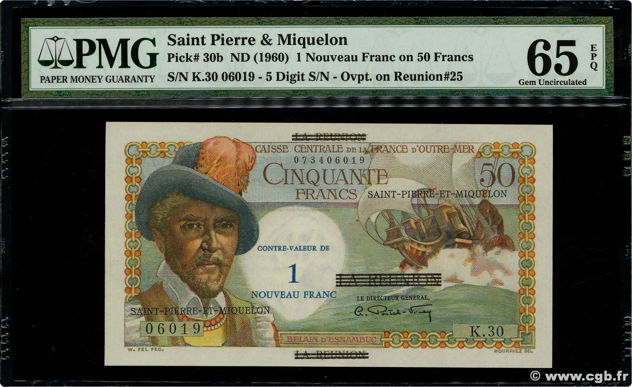 1 NF sur 50 Francs Belain d Esnambuc SAINT-PIERRE UND MIQUELON  1960 P.30b ST