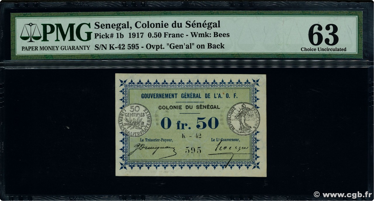 50 Centimes SENEGAL  1917 P.01b q.FDC