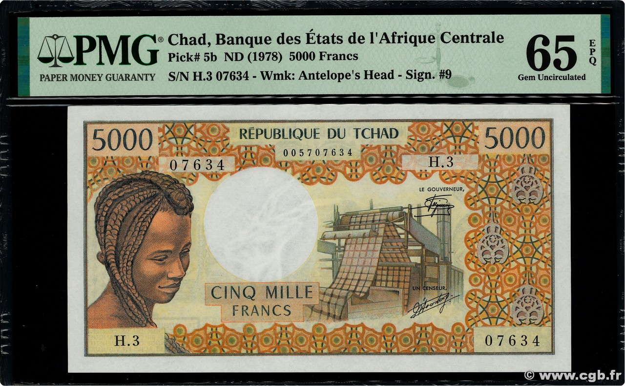 5000 Francs TCHAD  1978 P.05b NEUF