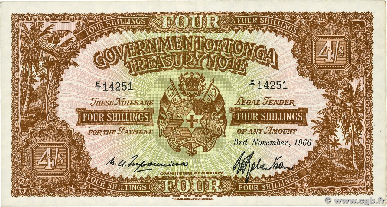 4 Shillings TONGA  1966 P.09e pr.SUP