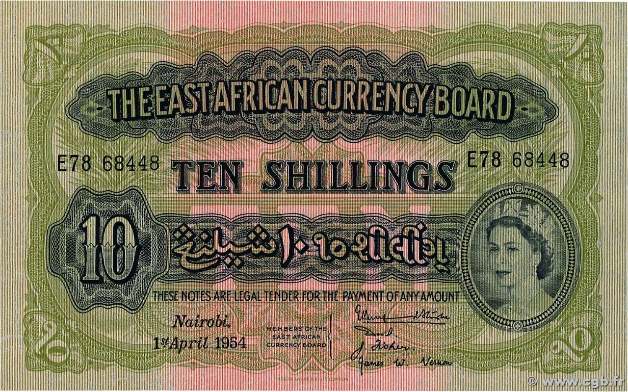 10 Shillings  AFRIQUE DE L EST  1954 P.34 SPL