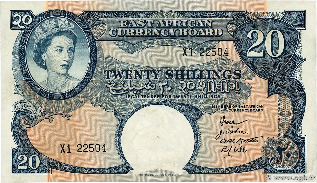 20 Shillings  AFRIQUE DE L EST  1958 P.39 pr.NEUF