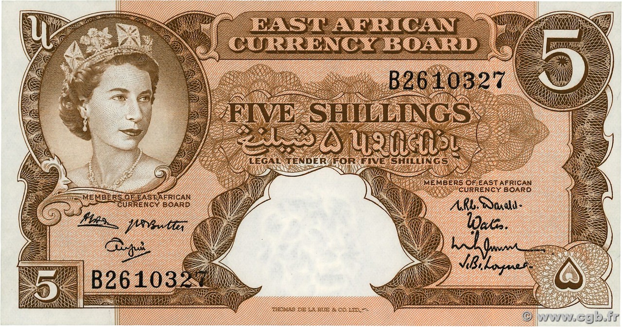 5 Shillings  AFRIQUE DE L EST  1962 P.41b SPL