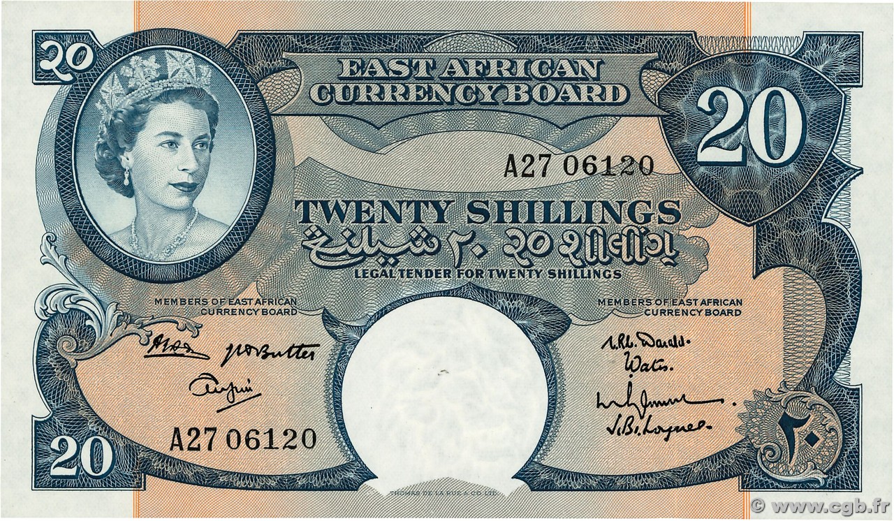 20 Shillings  AFRICA DI L EST BRITANNICA   1962 P.43b FDC