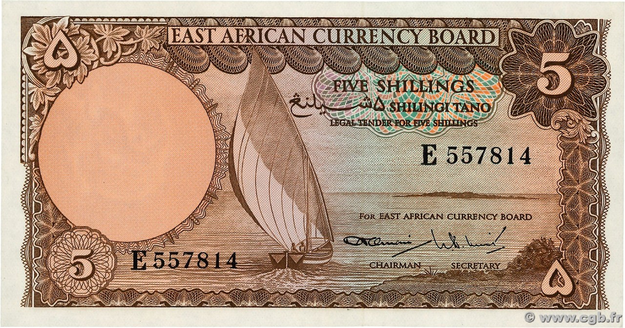 5 Shillings  AFRICA DI L EST BRITANNICA   1964 P.45 FDC