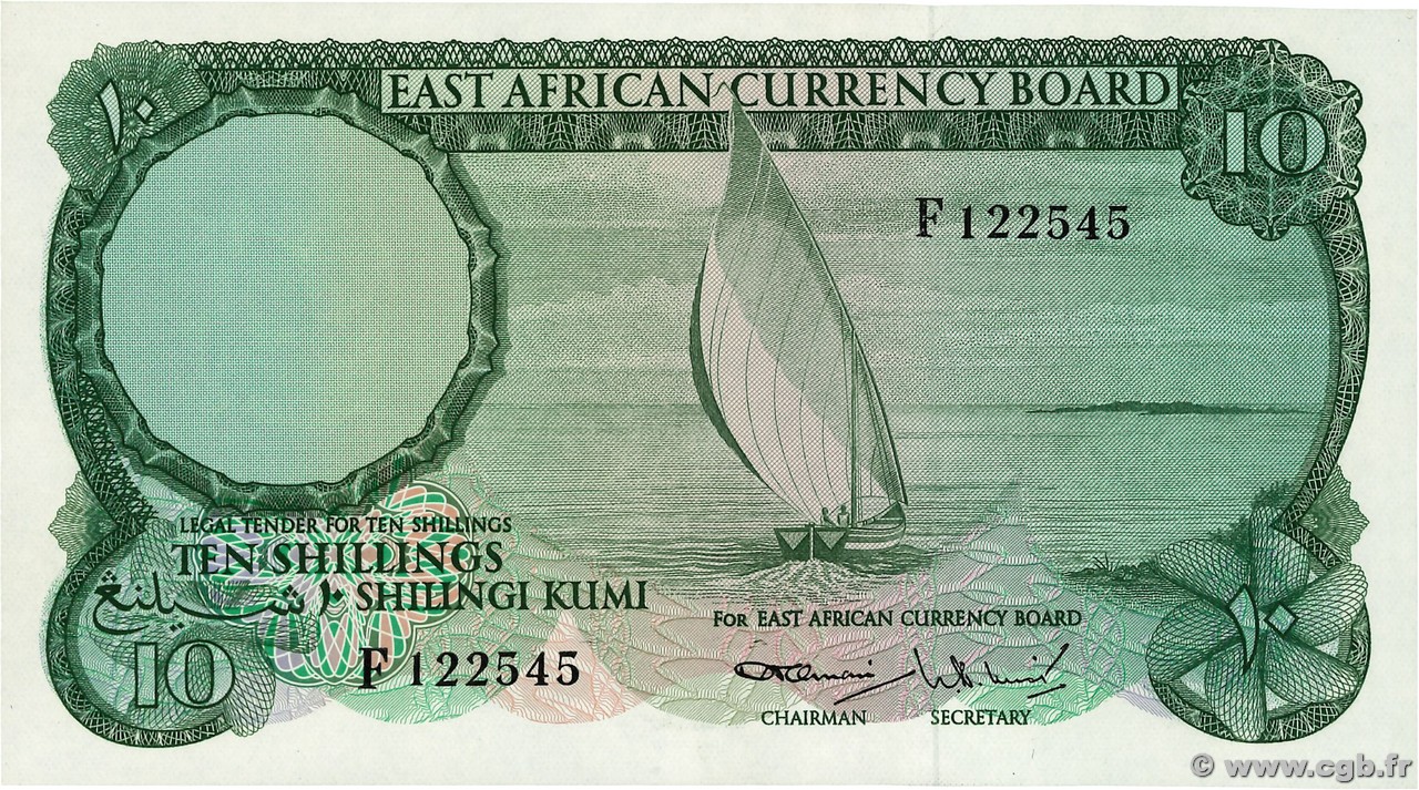 10 Shillings  AFRICA DI L EST BRITANNICA   1964 P.46a q.FDC