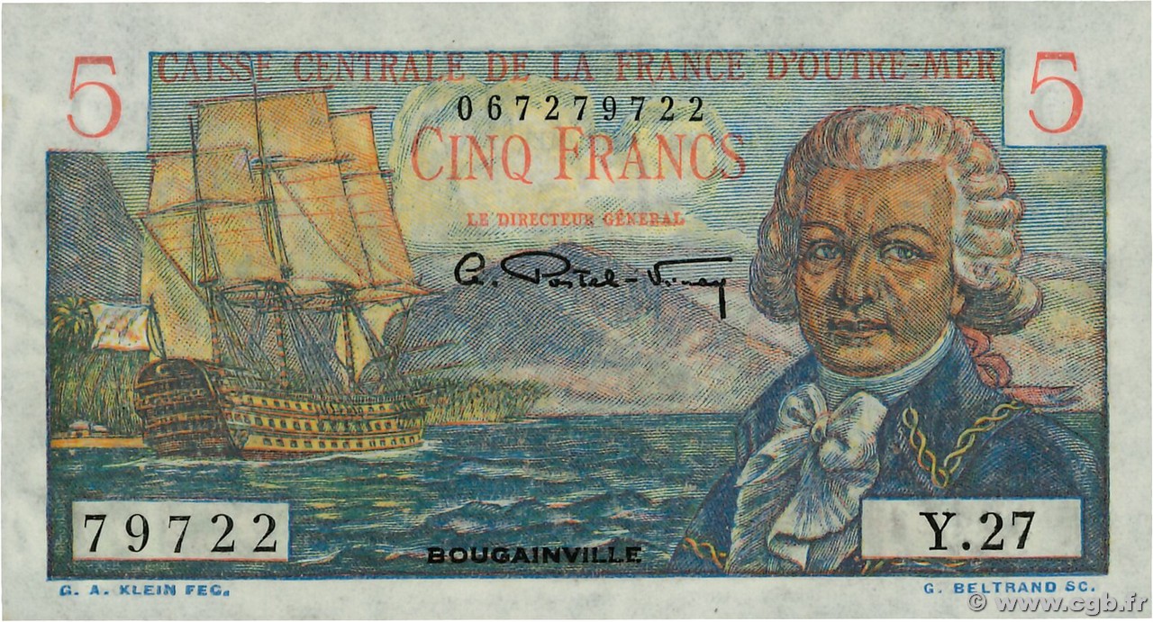 5 Francs Bougainville  AFRIQUE ÉQUATORIALE FRANÇAISE  1946 P.20B FDC