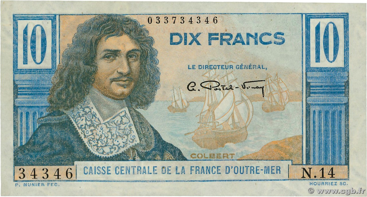 10 Francs Colbert  AFRIQUE ÉQUATORIALE FRANÇAISE  1946 P.21 SPL+