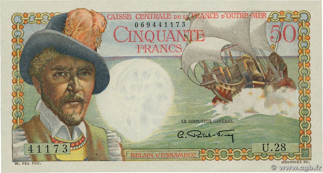 50 Francs Belain d Esnambuc FRENCH EQUATORIAL AFRICA  1946 P.23 UNC