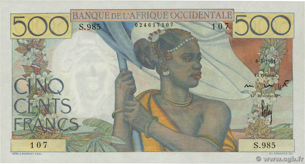 500 Francs  FRENCH WEST AFRICA  1951 P.41 SPL+
