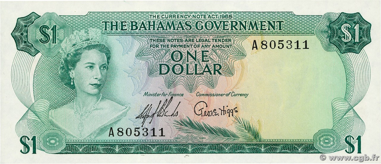 1 Dollar BAHAMAS  1965 P.18a UNC