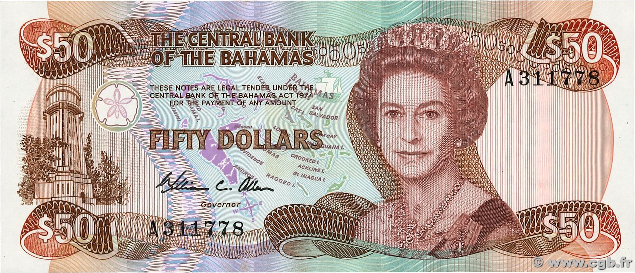 50 Dollars BAHAMAS  1984 P.48a FDC