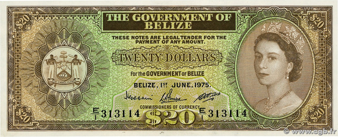20 Dollars BELIZE  1975 P.37b fST+