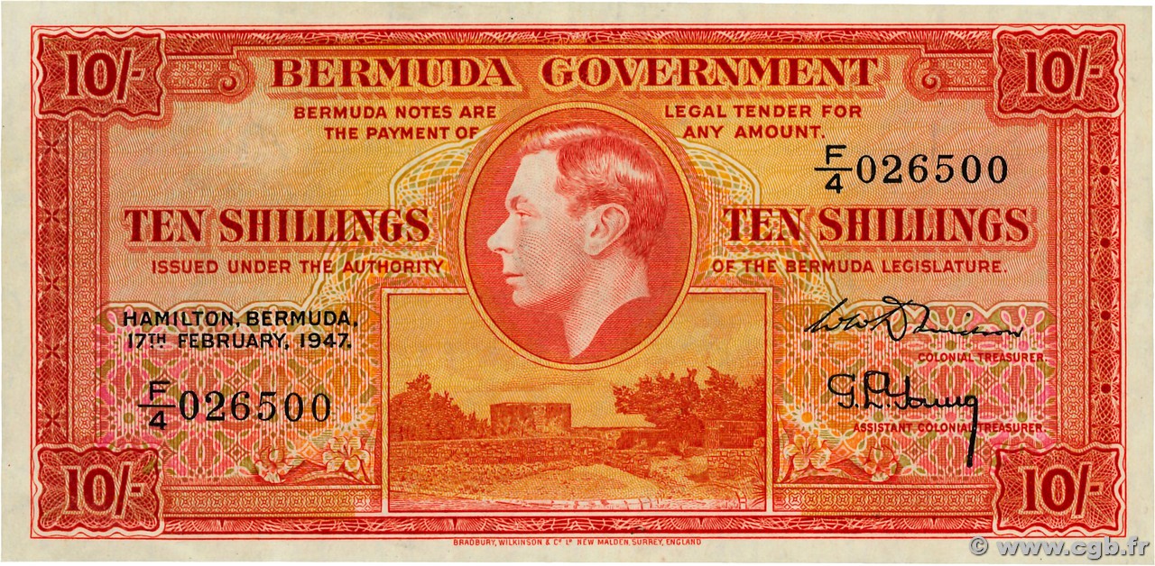 10 Shillings BERMUDAS  1947 P.15 SC