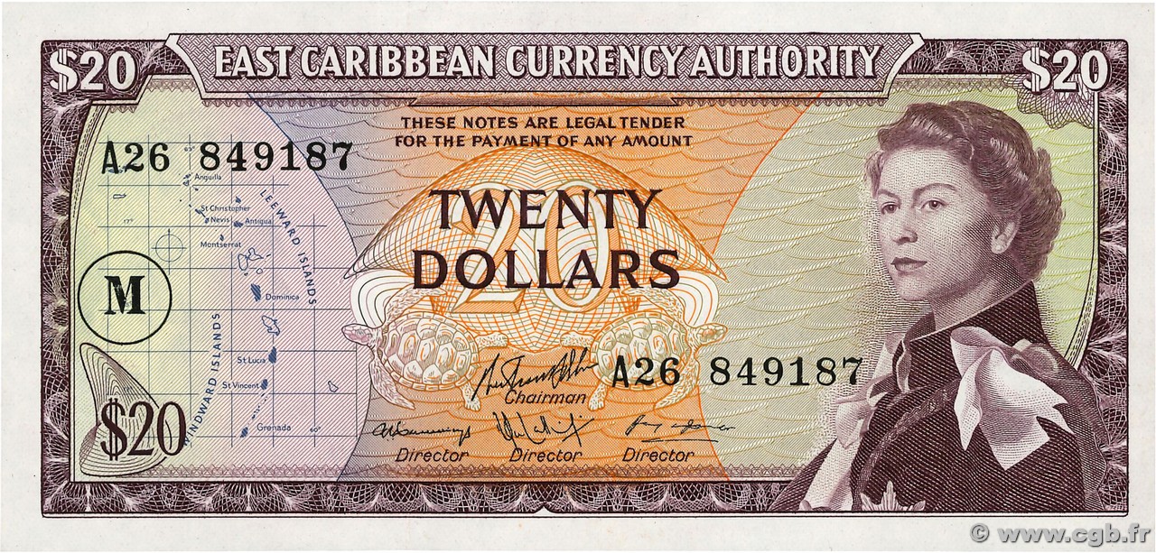 20 Dollars CARIBBEAN   1965 P.15m UNC