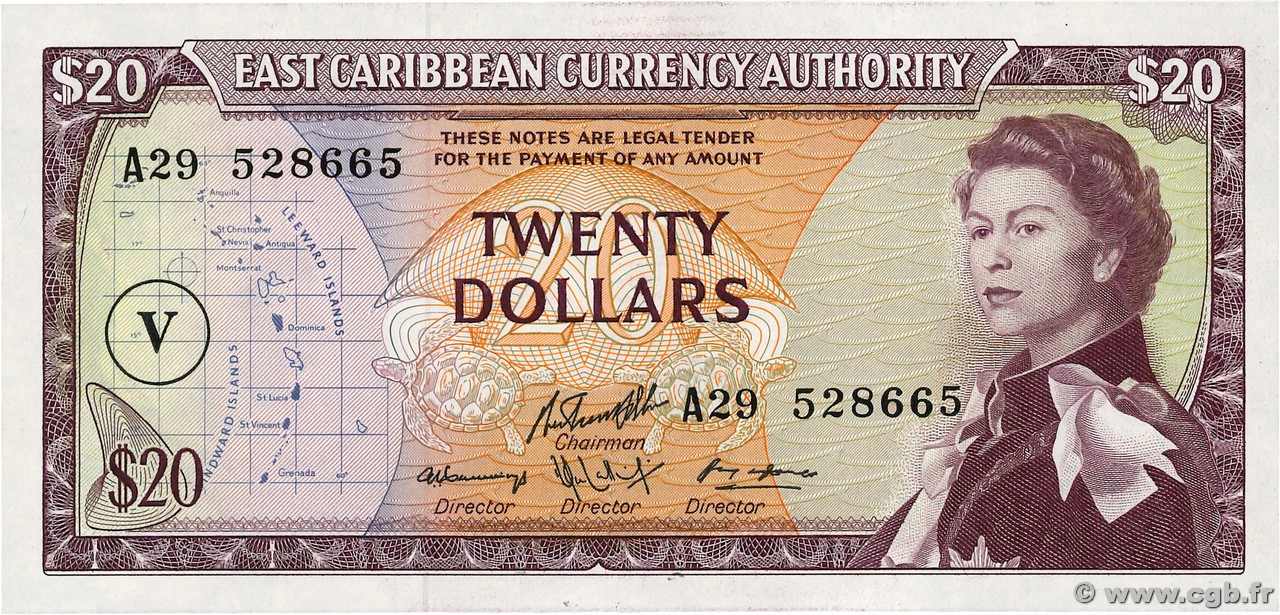 20 Dollars EAST CARIBBEAN STATES  1965 P.15o FDC