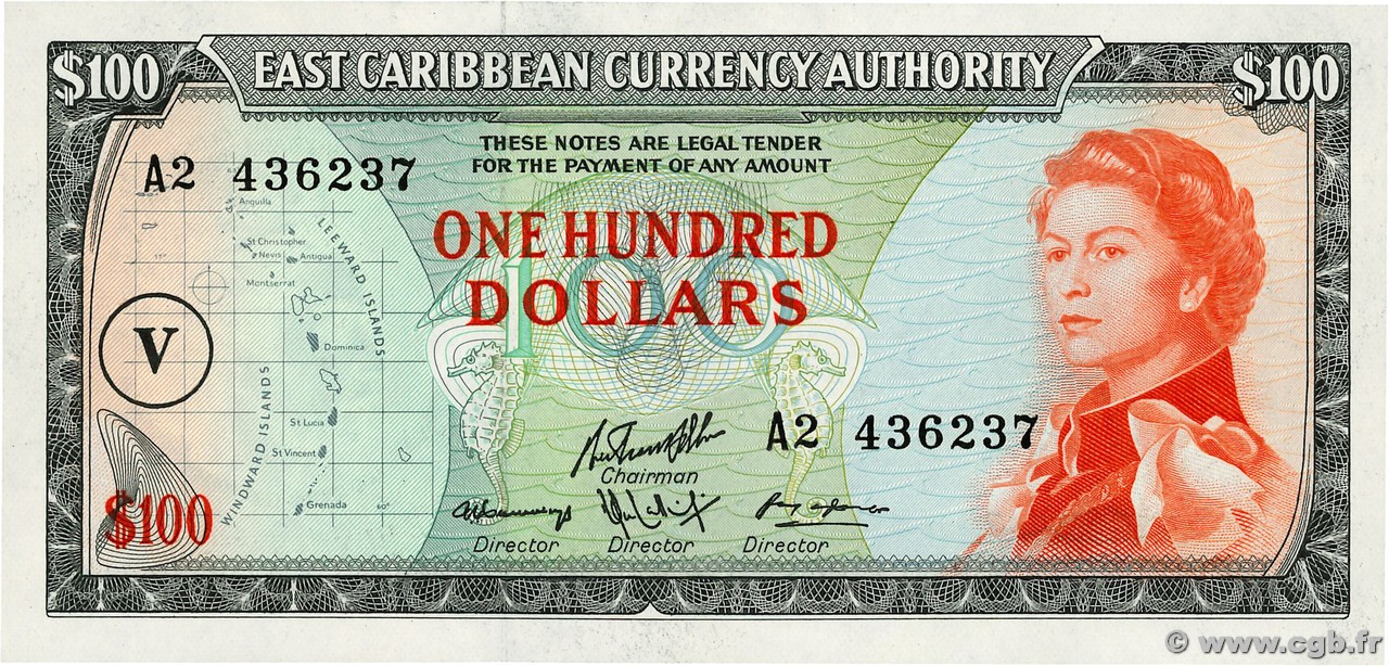 100 Dollars EAST CARIBBEAN STATES  1965 P.16n FDC