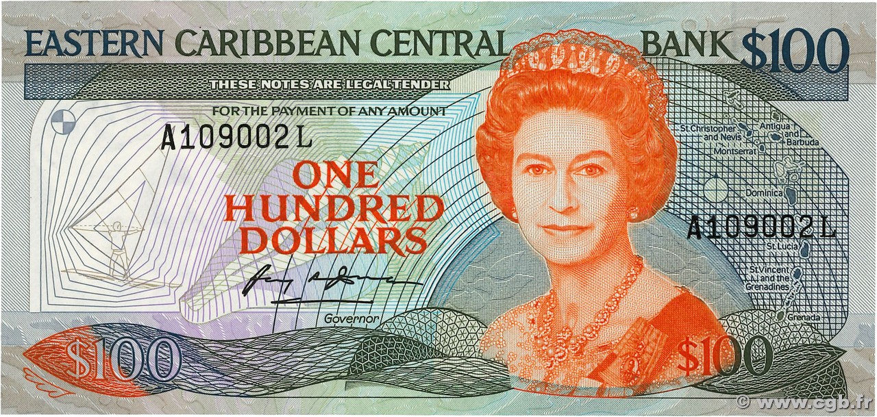 100 Dollars EAST CARIBBEAN STATES  1986 P.20l ST