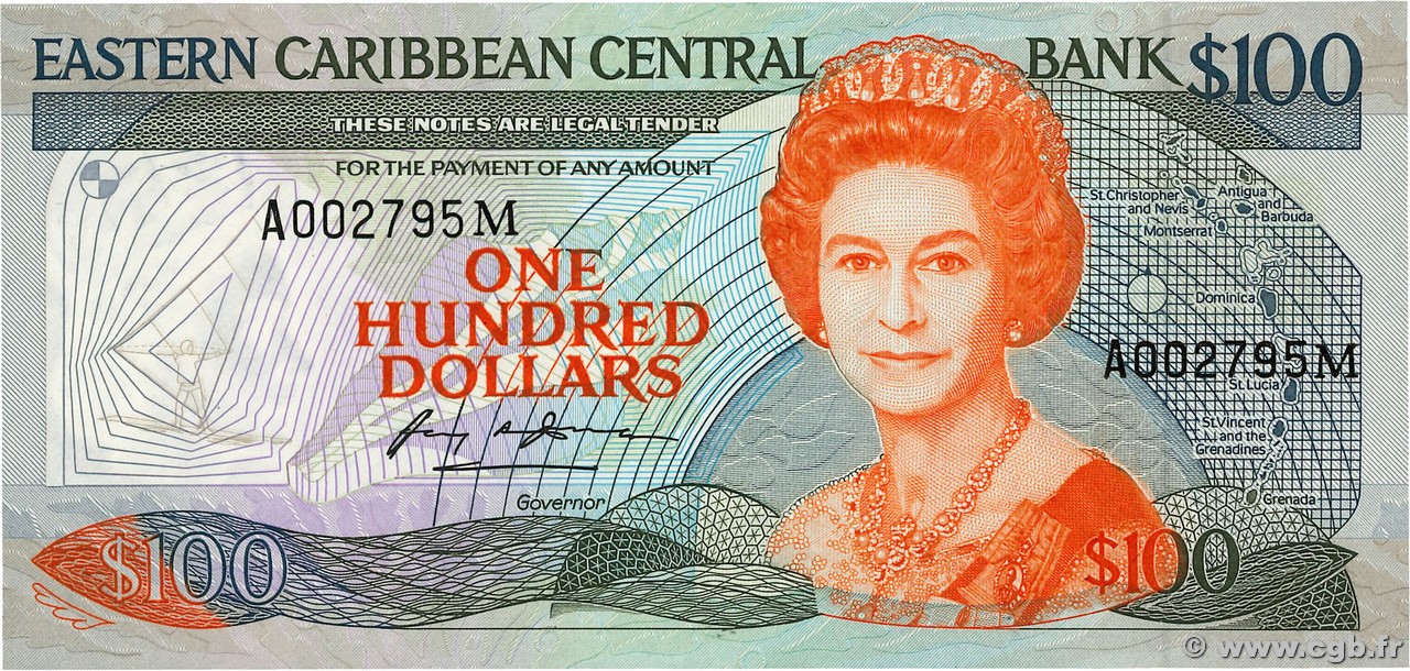 100 Dollars CARIBBEAN   1986 P.20m UNC
