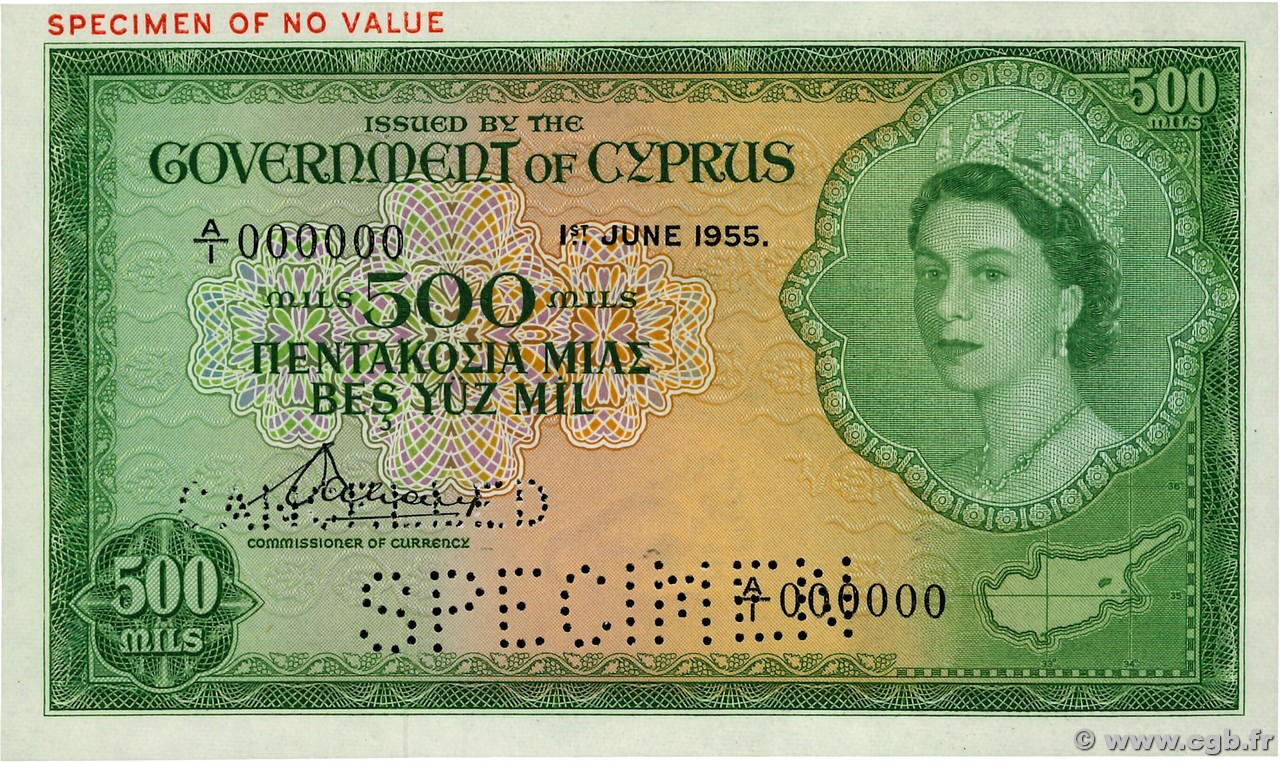 500 Mils Spécimen CIPRO  1955 P.34s FDC