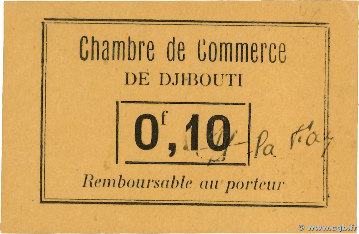 0,10 Franc DJIBUTI  1919 P.22 q.FDC
