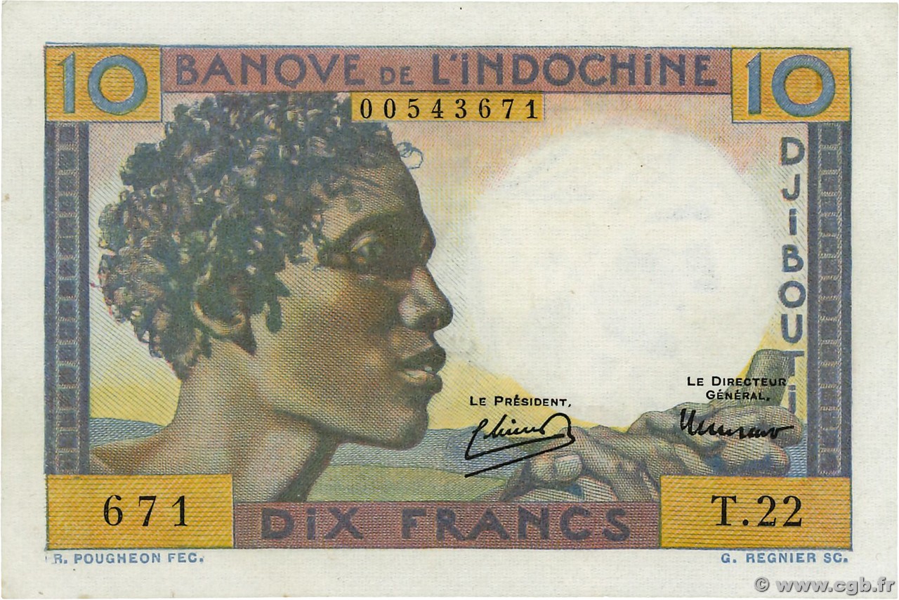 10 Francs DJIBUTI  1946 P.19 FDC