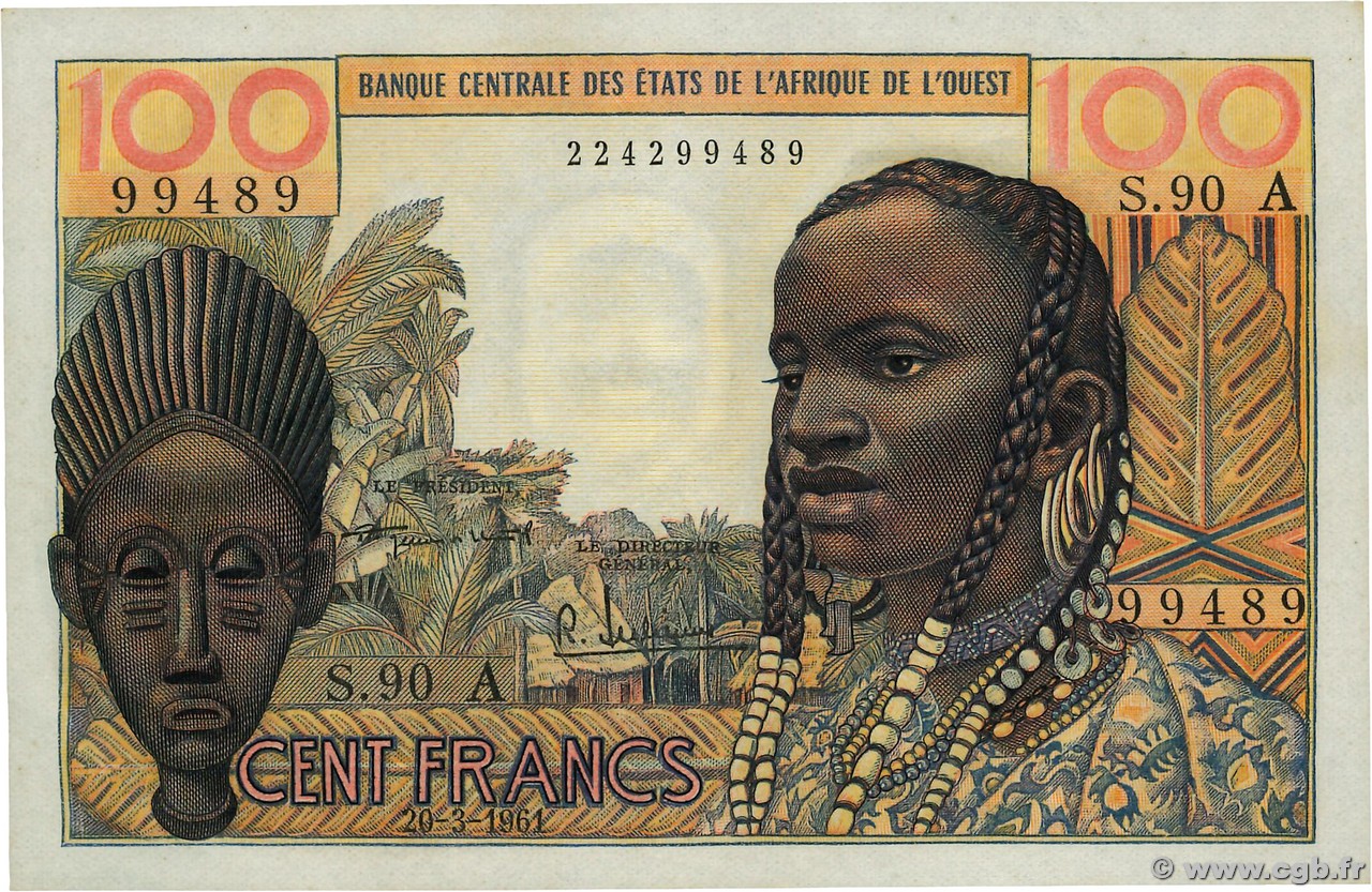 100 Francs STATI AMERICANI AFRICANI  1961 P.101Aa q.FDC