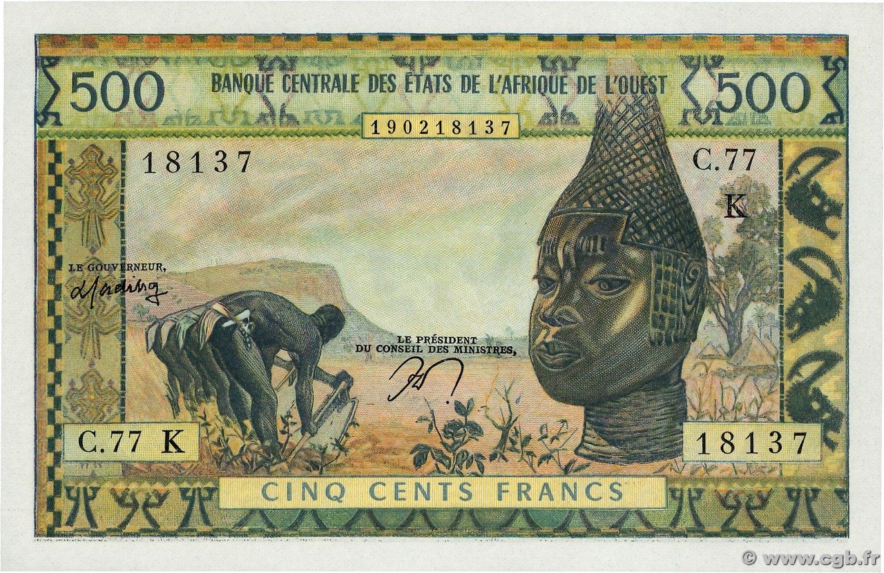 500 Francs STATI AMERICANI AFRICANI  1978 P.702Kn FDC