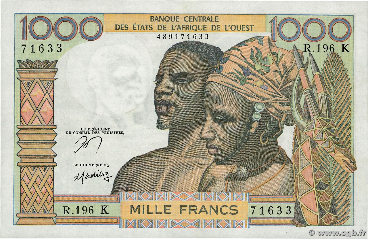 1000 Francs ÉTATS DE L AFRIQUE DE L OUEST  1978 P.703Kn SPL