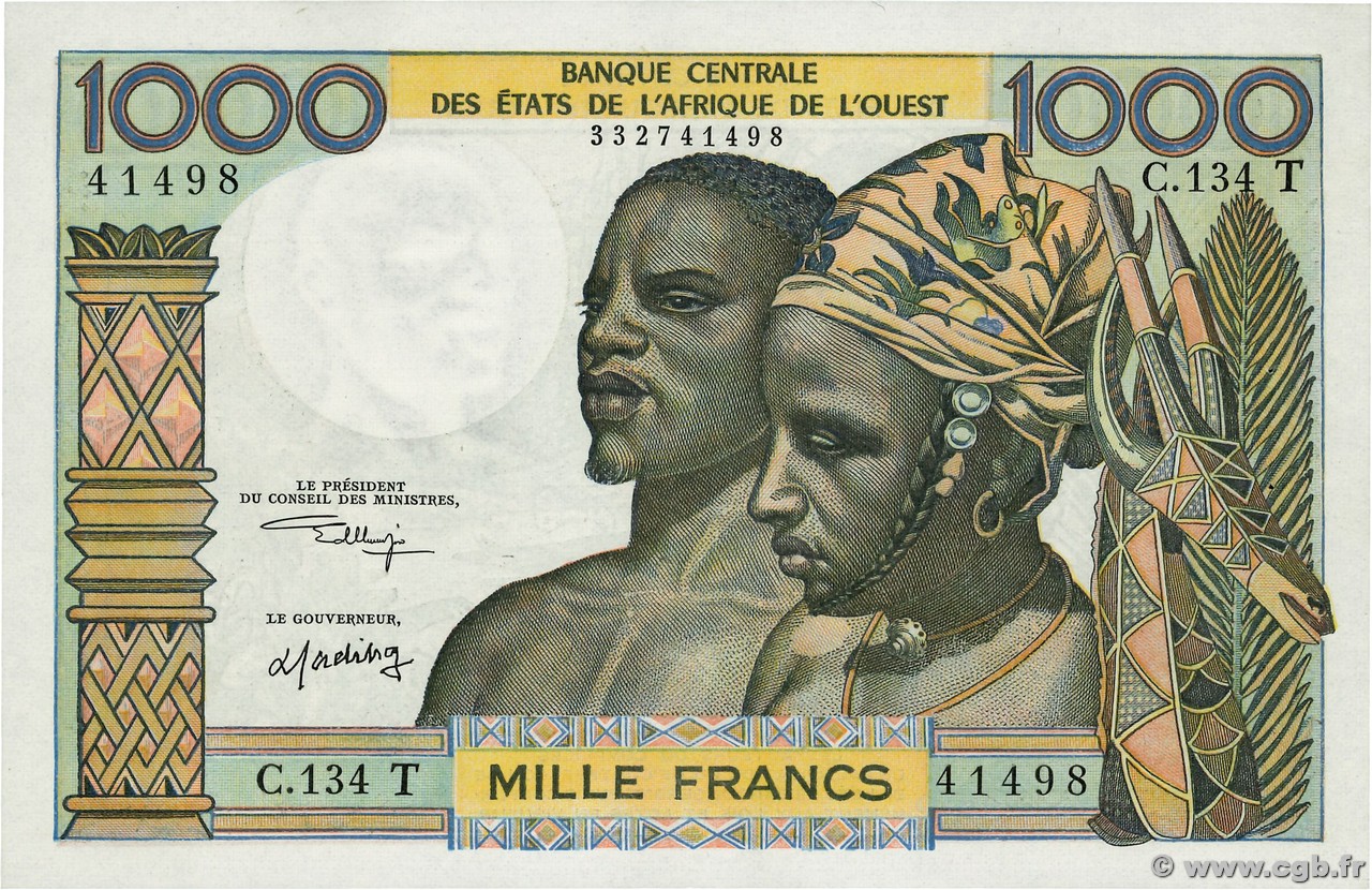 1000 Francs ÉTATS DE L AFRIQUE DE L OUEST  1973 P.803Tl SPL